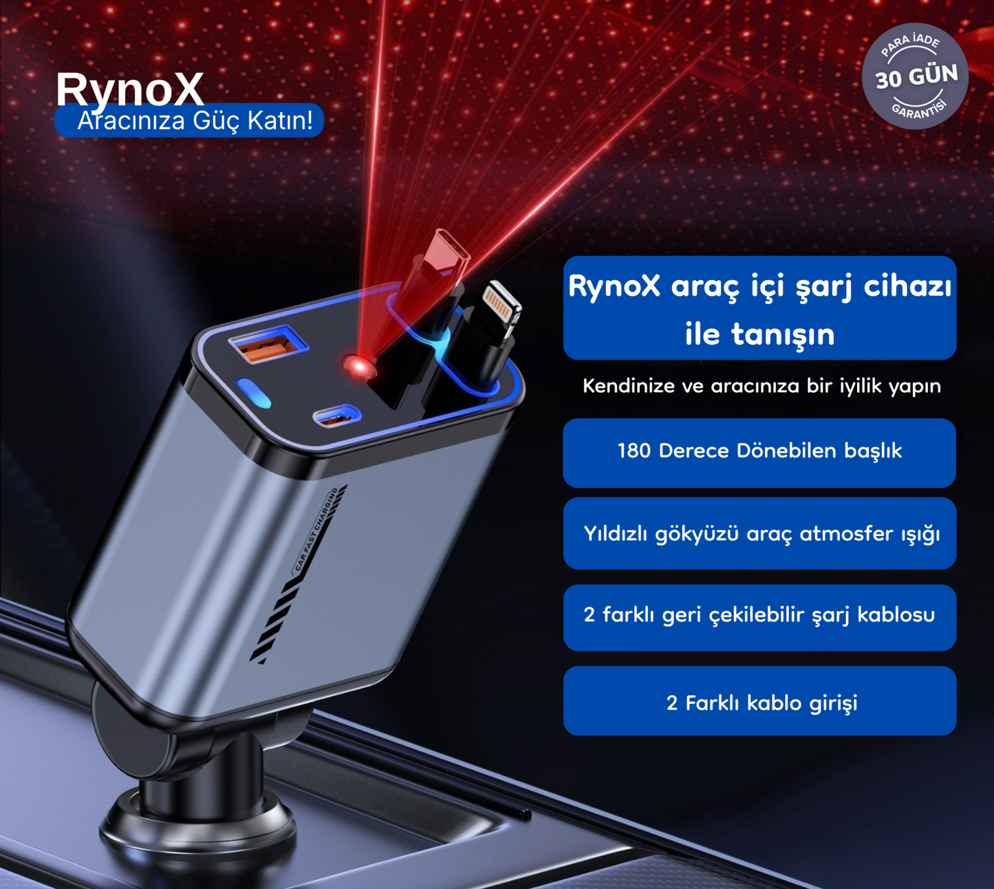 RynoX Araç İçi Şarj Cihazı